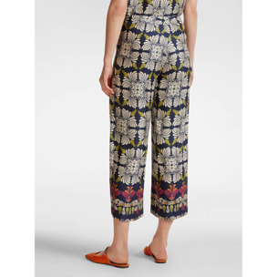 Elena Mirò - Pantalón cropped estampado - Azul