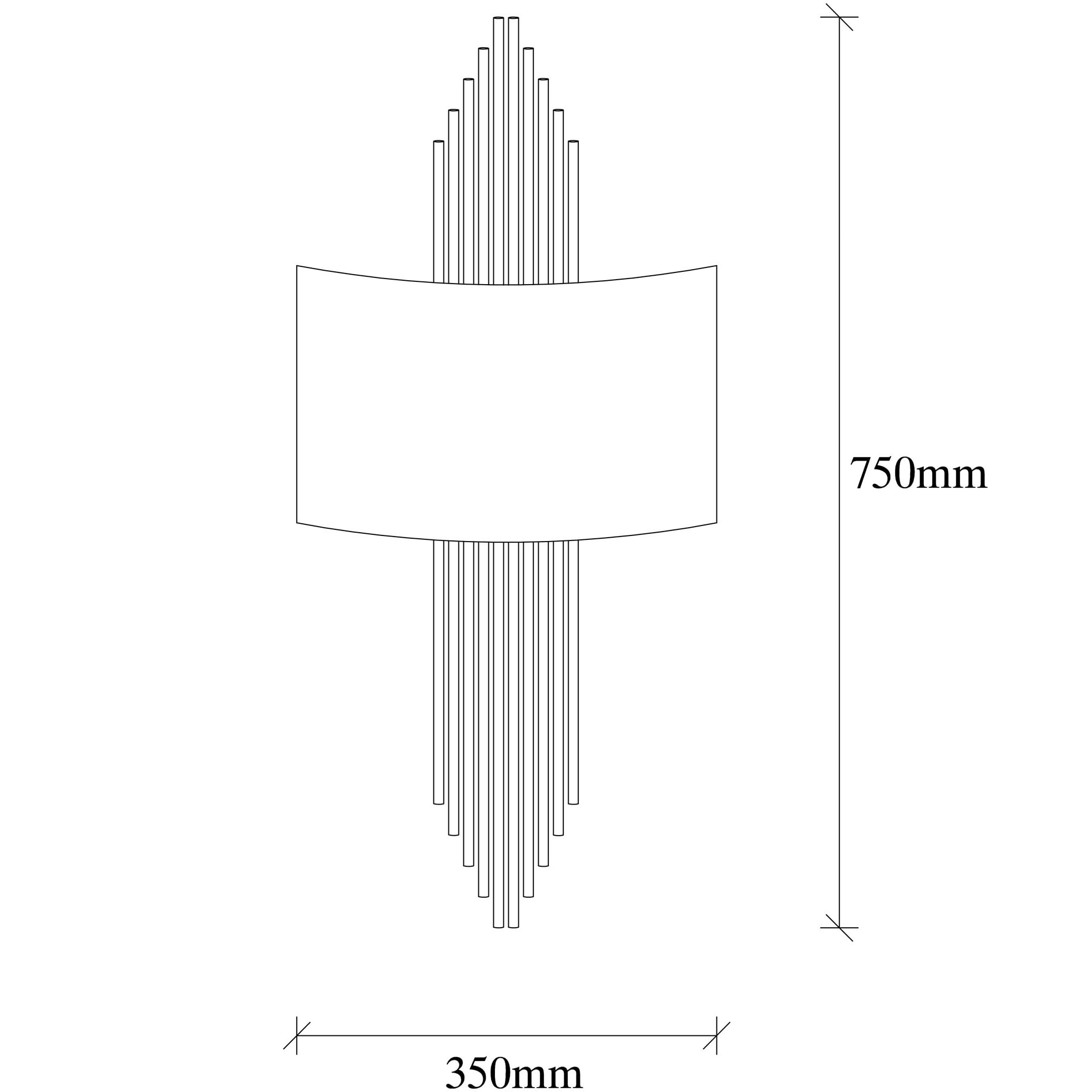 Aplique de pared curvo, metal , negro, 75x10x22, casquillo E 27 Max 40 W