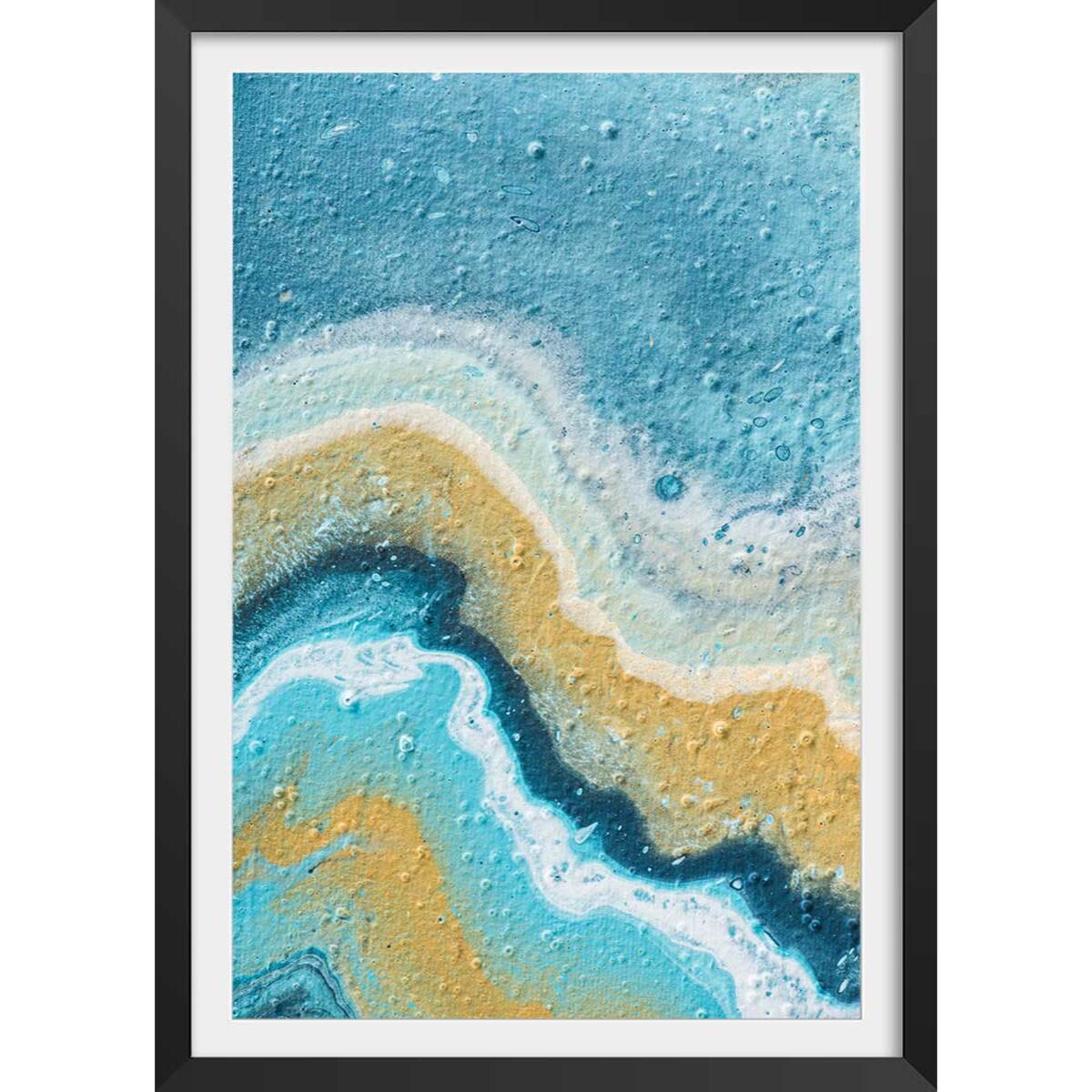 Affiche abstraite rivage naturel et lagon Affiche + cadre en bois - Noir