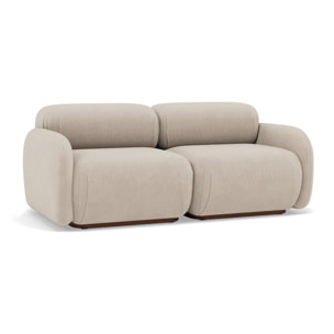 Penelope - canapé droit modulable 2 places en velours texturé - Beige
