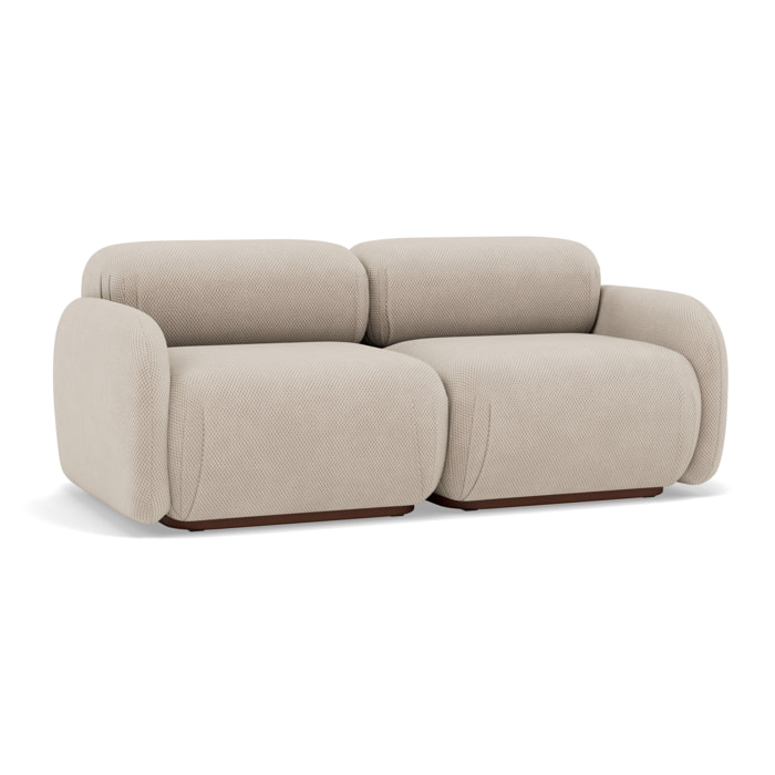 Penelope - canapé droit modulable 2 places en velours texturé - Beige