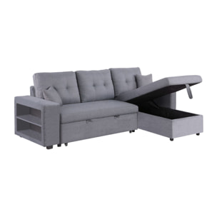 Canapé d'angle droit convertible en tissu gris 4 places SAN DIEGO