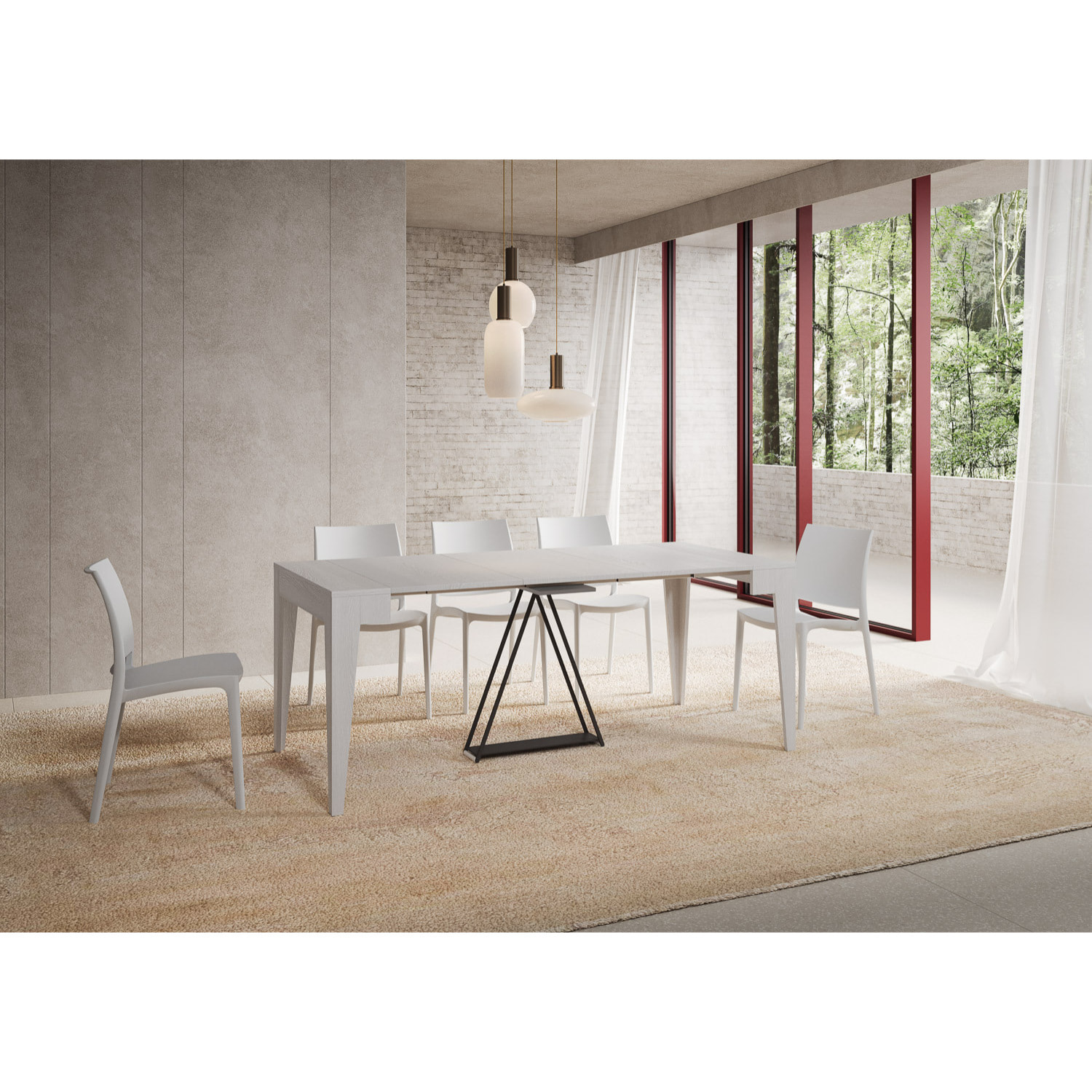 Consolle allungabile 90x42/198 cm Zima Small bianco frassino