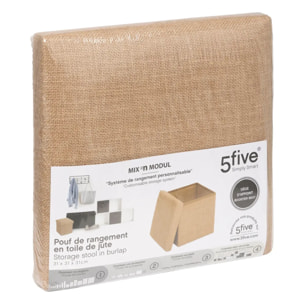 Pouf de rangement "Mix 'n' Modul" en toile de jute 31x31cm