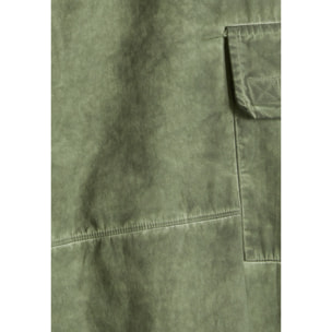 Pantaloni cargo in canvas tinto capo cold dyed