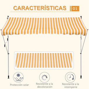 Toldo Portátil Balcón Plegable de Aluminio 3x1.5m Amarillo