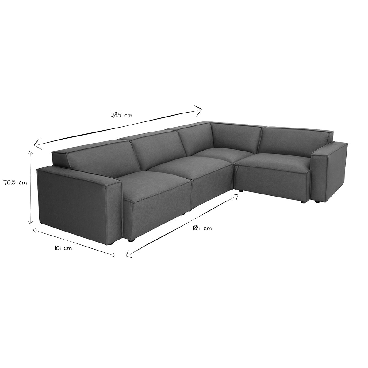 Canapé d'angle modulable vintage 5 places en cuir marron SPLIT