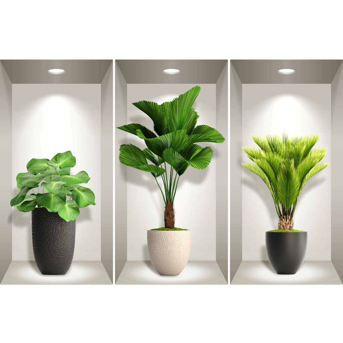 Stickers muraux 3D | Sticker Mural Autocollant effet 3D plantes tropicales - Stickers adhésifs 3D Chambre Salon Trompe l'oeil