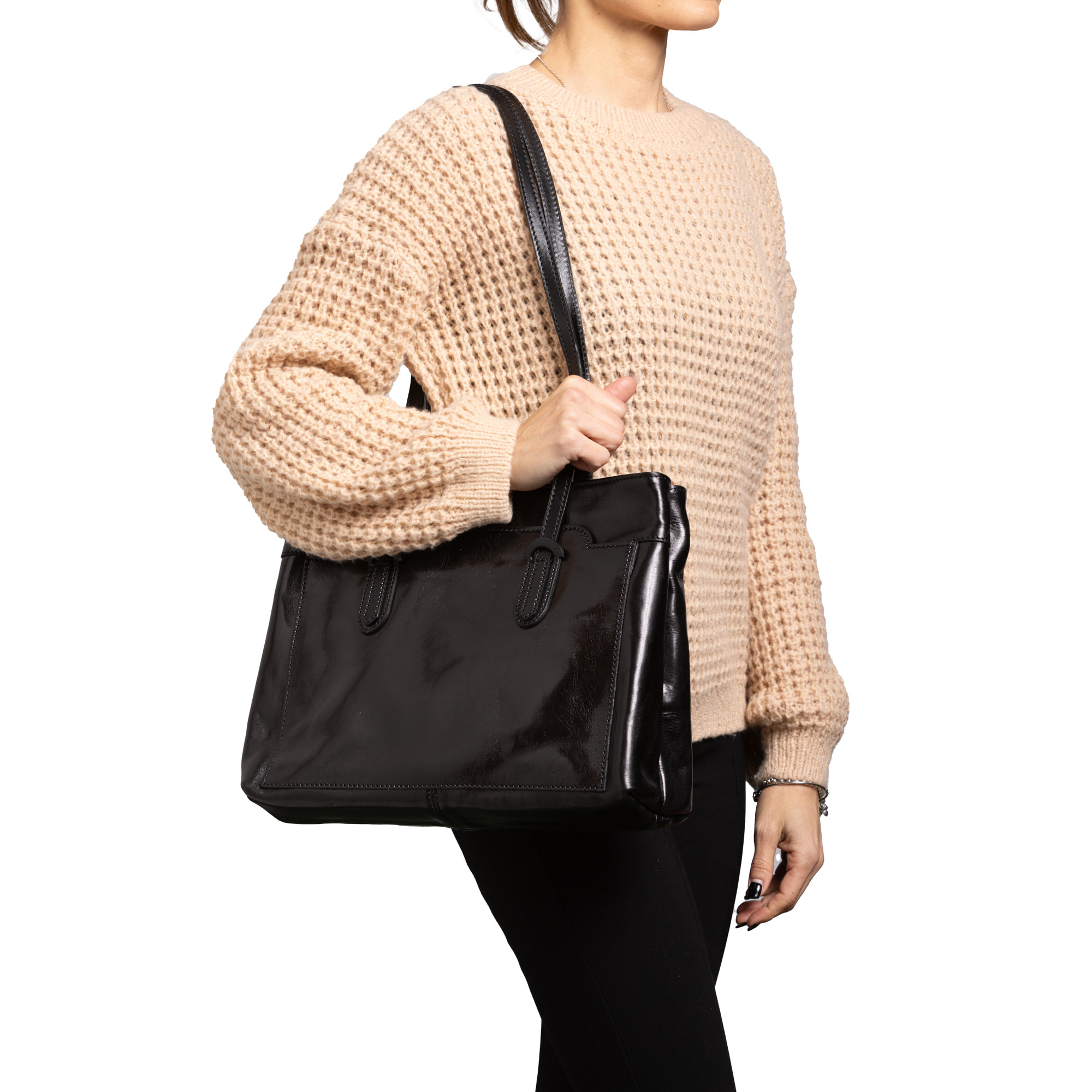 Borsa a spalla  da donna In Vera pelle Made in Italy 35x26x12 cm