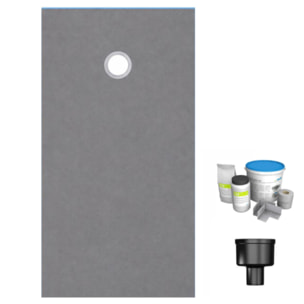 Receveur de douche à carreler 200 x 100 WEDI Fundo Primo rectangle écoulement excentré + bonde verticale + kit d'étanchéité