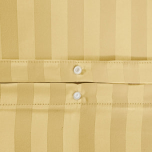 Parure de lit polyester effet satin fines rayures 2 places jaune ANDREA
