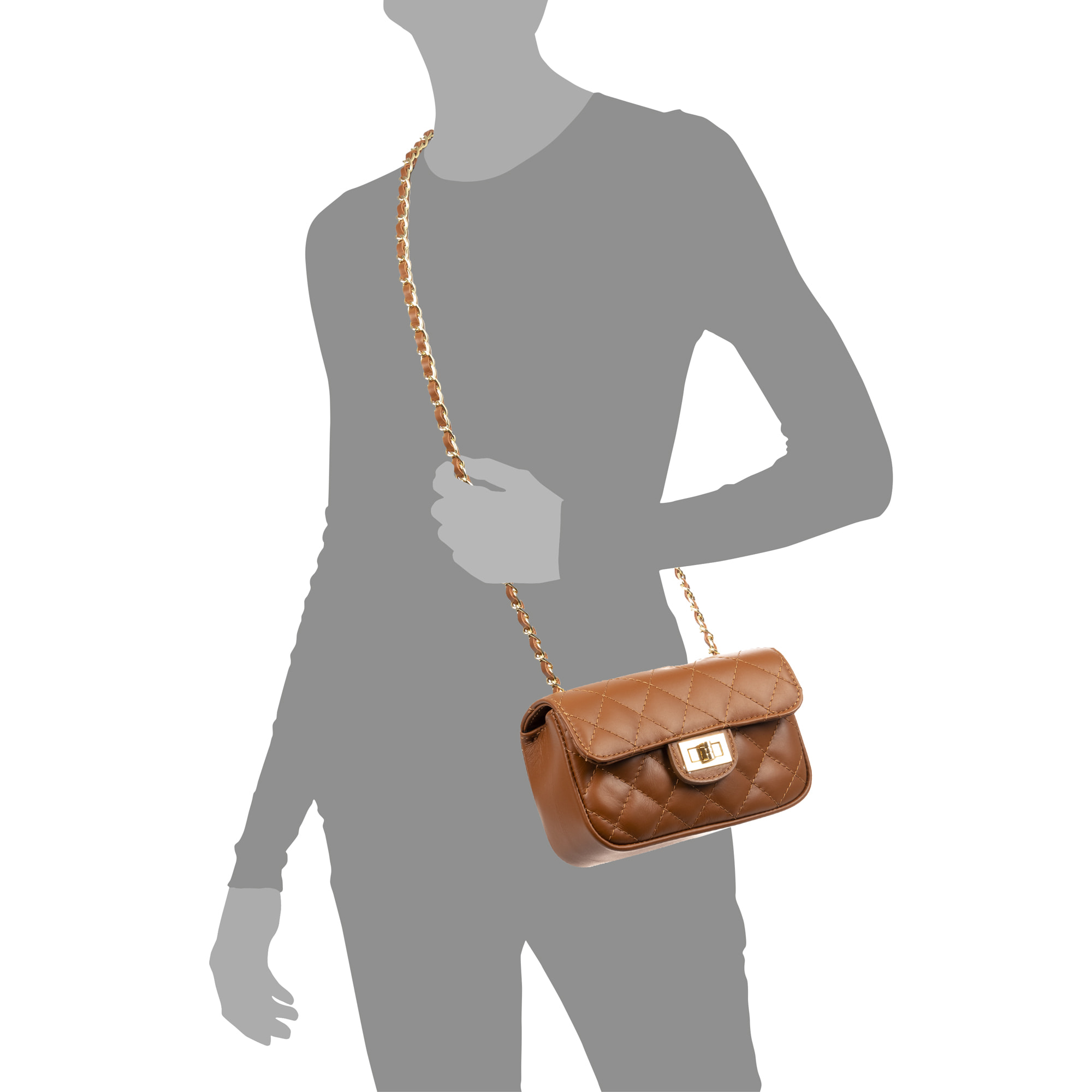 Amaro borsa a tracolla Donna. Pelle autentica Sauvage Trapuntata.