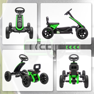 Kart Pedales, Go Kart con Ruedas Antideslizantes de EVA, Marco Metálico, Carga 30 kg, para Niños y Niñas de 2-5 Años, Verde