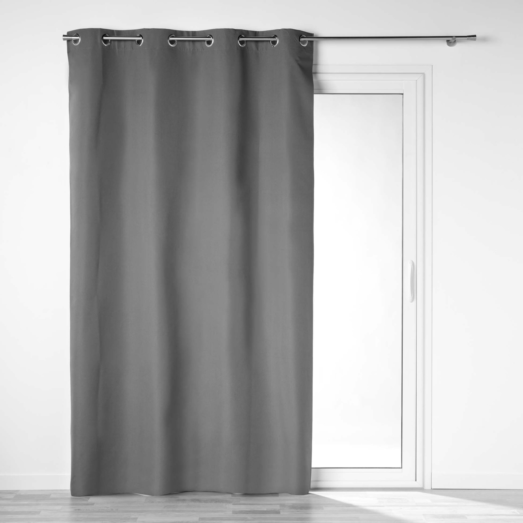 Rideau 100% occultant en microfibre - Gris anthracite