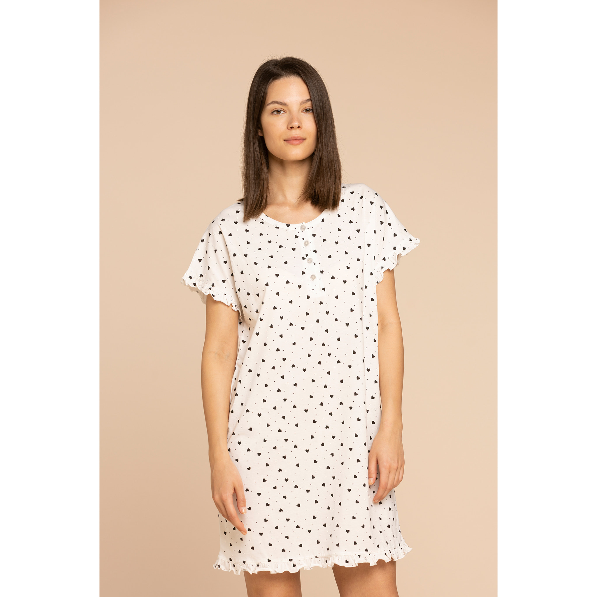Camicia da notte donna cotone cuoricino Noidinotte