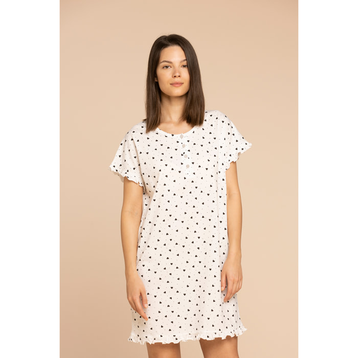Camicia da notte donna cotone cuoricino Noidinotte