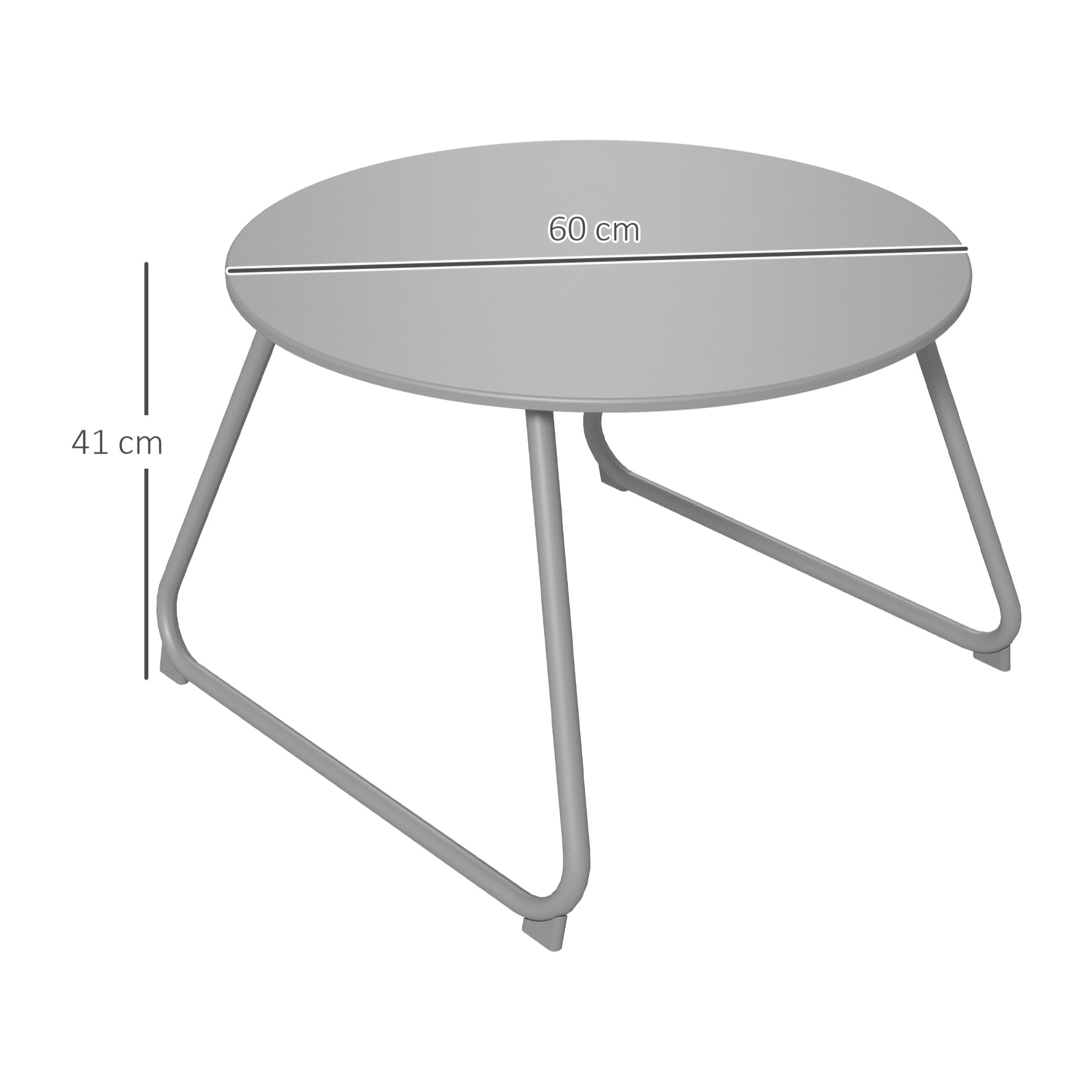 Table basse de jardin ronde Ø 60 cm métal époxy gris