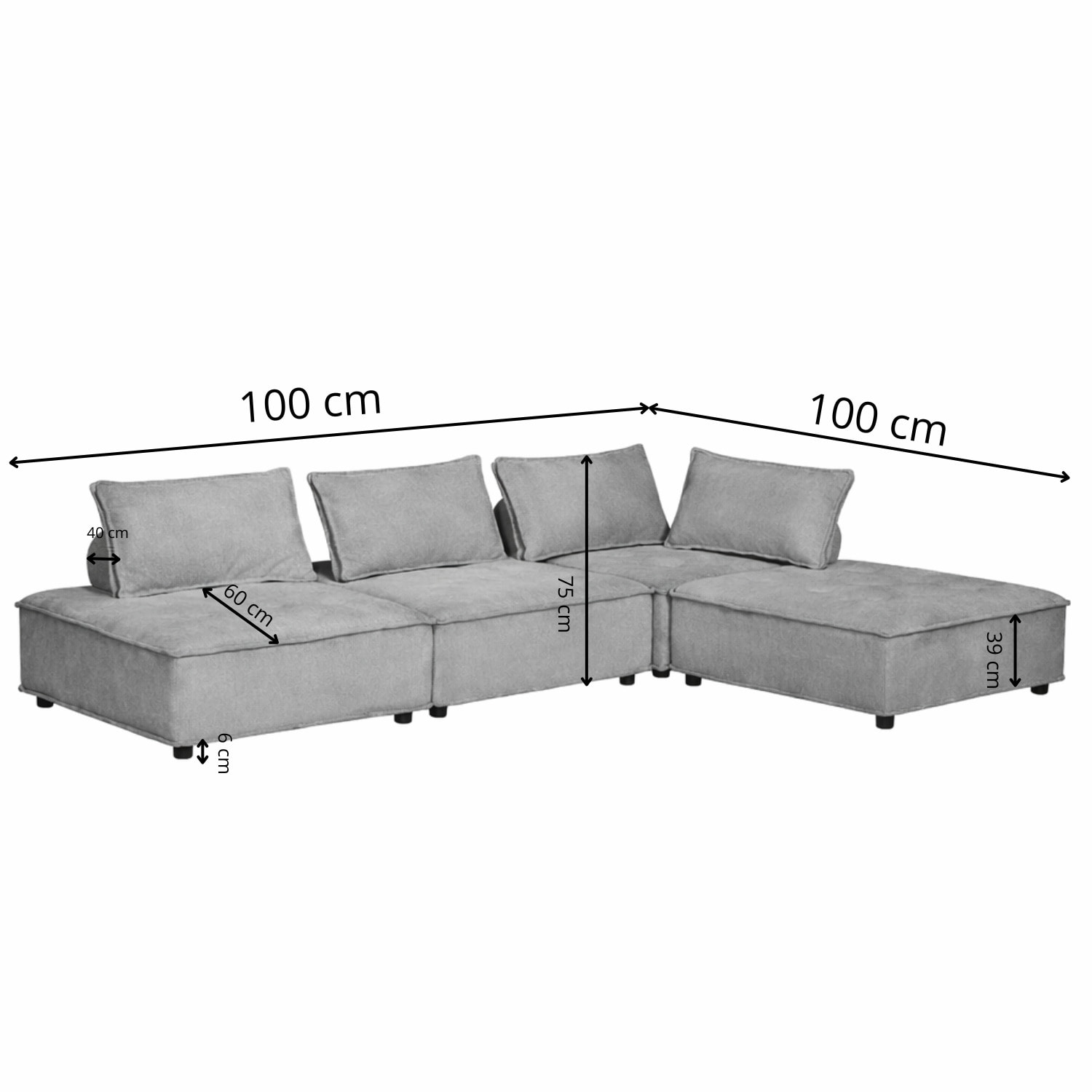 ALEXANDRIE Canapé d'angle modulable 4 places en velours texturé vert