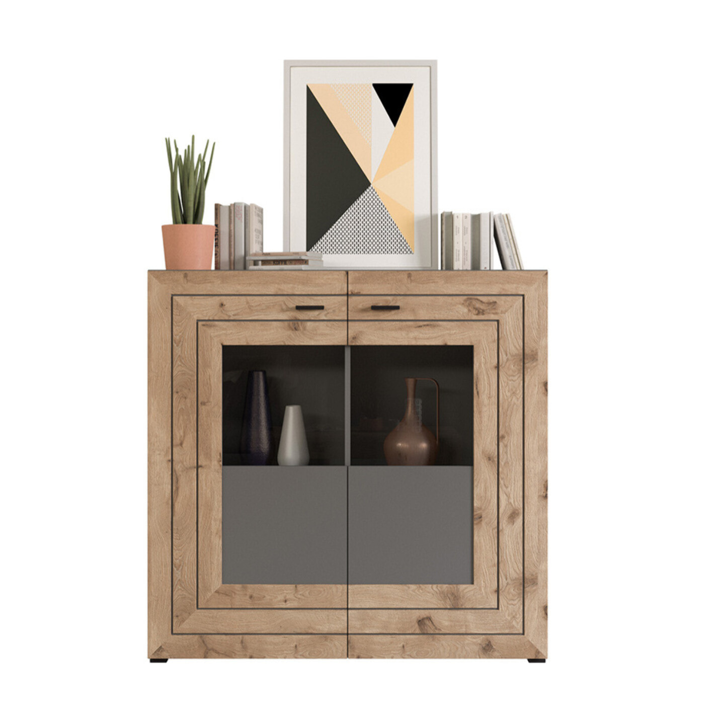 Wexford - buffet haut - gris et bois - 120 cm - Bois / Gris