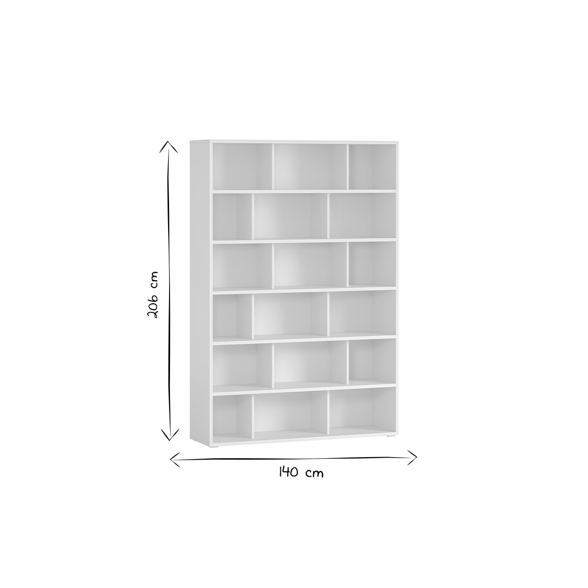 Bibliothèque scandinave blanc mat L140 cm EPURE