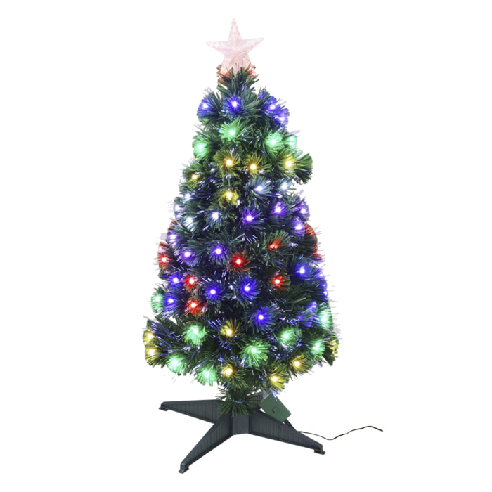 Árbol árbol de navidad de fibra óptica con 95 luces led rgb y 8 funciones de color h.90cm