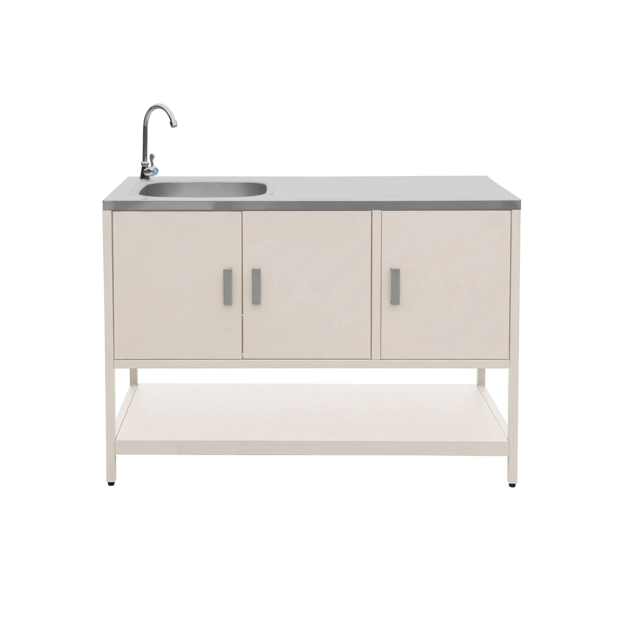 Cuisine extérieure Naxos 2 modules acier inoxydable beige barbecue gaz 3 brûleurs avec évier