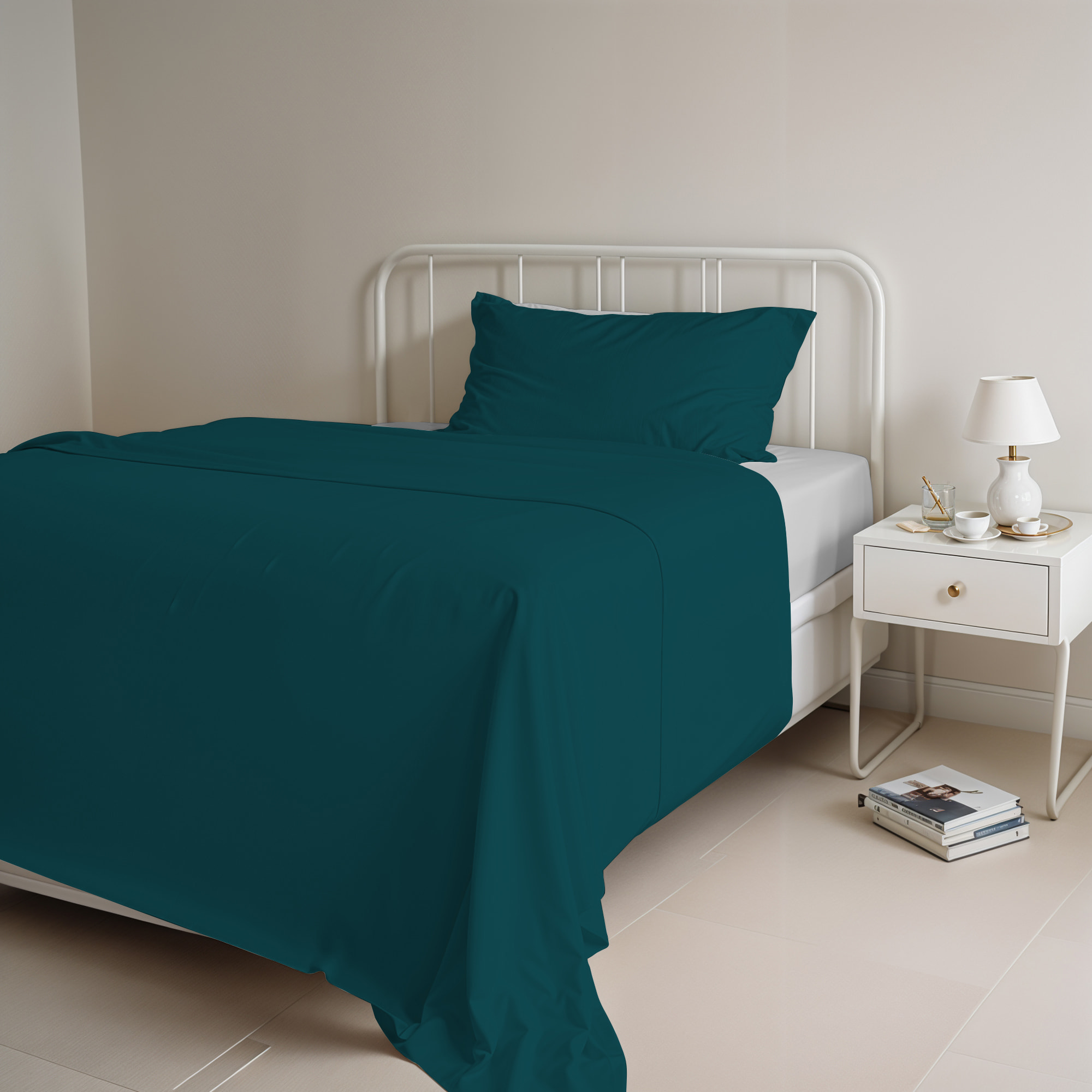 COMPLETO LETTO NATURAL COLOR, 100% COTONE - SINGOLO