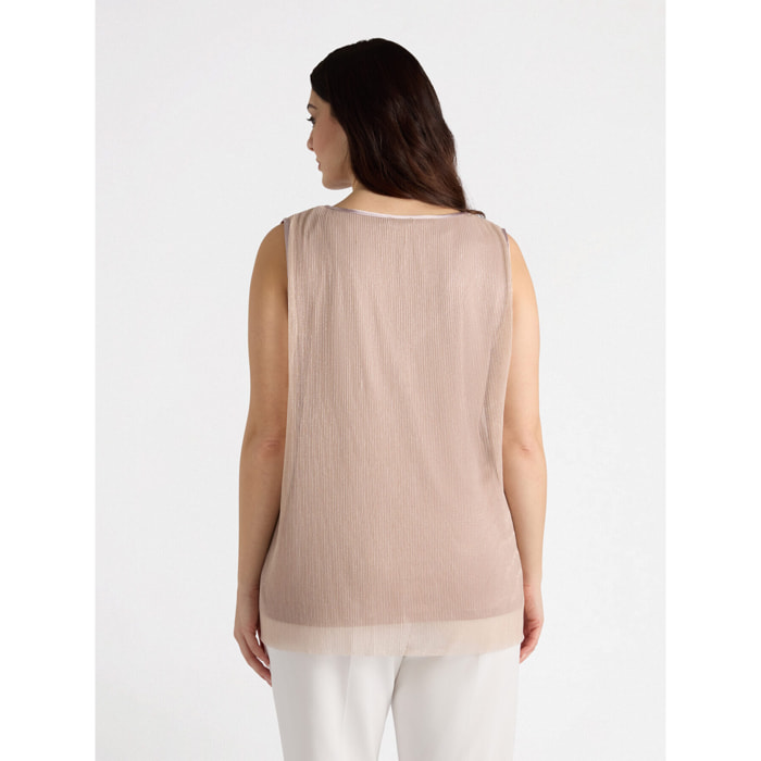 Fiorella Rubino - Top lurex con scollo a V - Rosa cipria