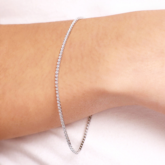 Bracciale Tennis con Cubic Zirconia Bianche 1.2mm