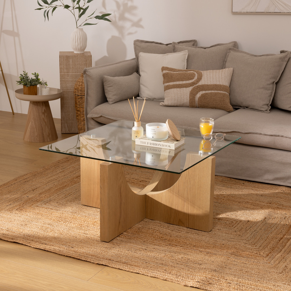 Table basse "Etini" miel 85x85x45cm
