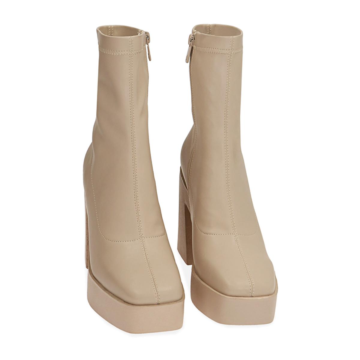 Ankle boots platform panna, tacco 10 cm