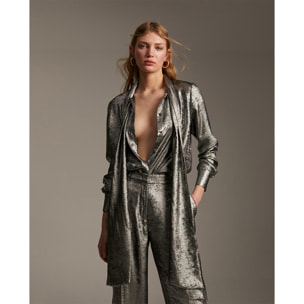 Camicia laminata con colletto a cravatta