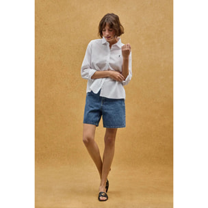 Camicia cotolino bianca dal fit ampio e ricamo Rigby Go