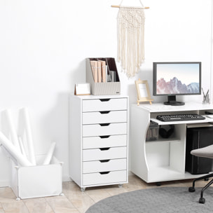 Caisson bureau - rangement bureau 7 tiroirs - dim. 47,5L x 39,5l x 90H cm - blanc