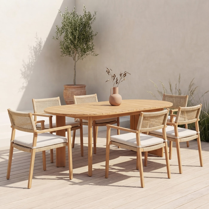 Table de jardin ovale bois d'acacia 6 places BOSCA