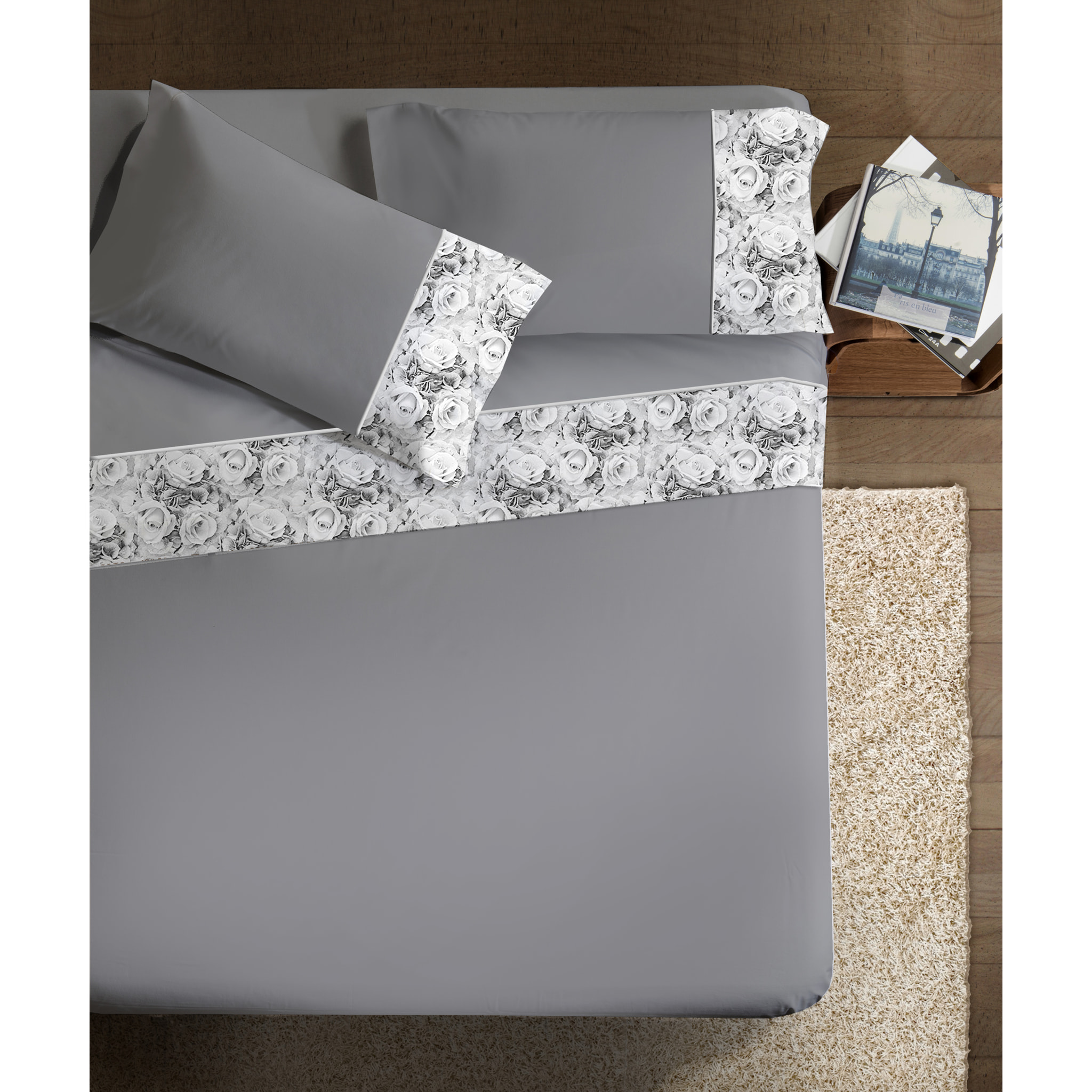 Completo letto Armonie IPERSAN Puro Cotone Classic Elegance Grigio