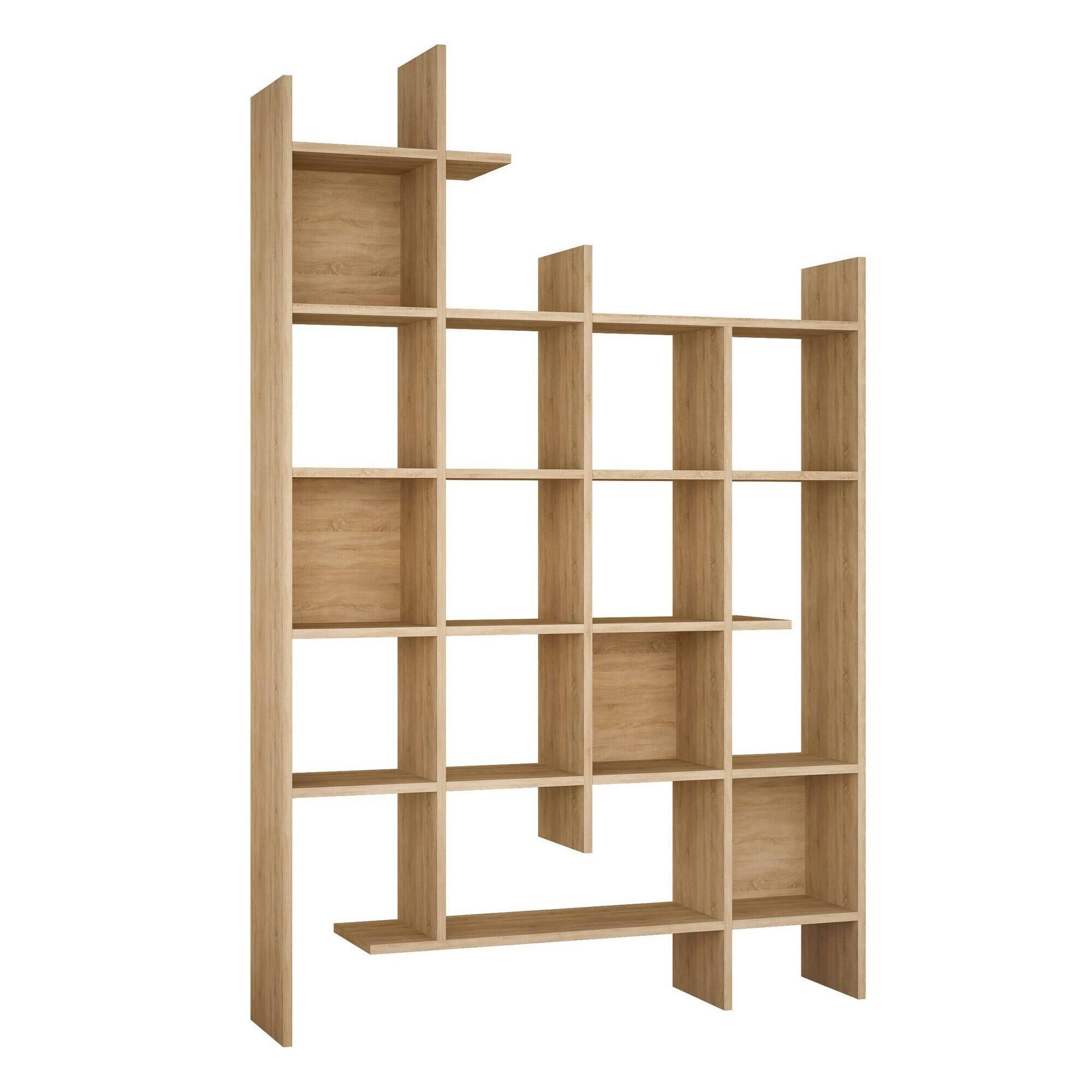 Libreria Dguidett, Scaffale da ufficio, Mobile portalibri, Biblioteca, 122x26h188 cm, Quercia