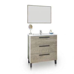 Mueble de baño con espejo Sense 3 cajones Roble Alaska