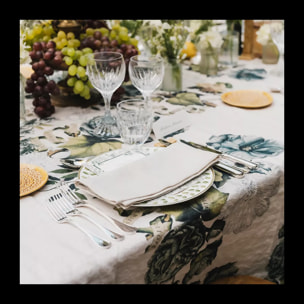 Nappe lin & coton lavé 190 g/m² imprimé multicolore Giardino naturel