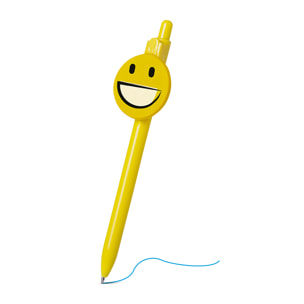 Bolígrafo Fricum diseño emoji sonrisa. Con mecanismo pulsador y tinta azul.