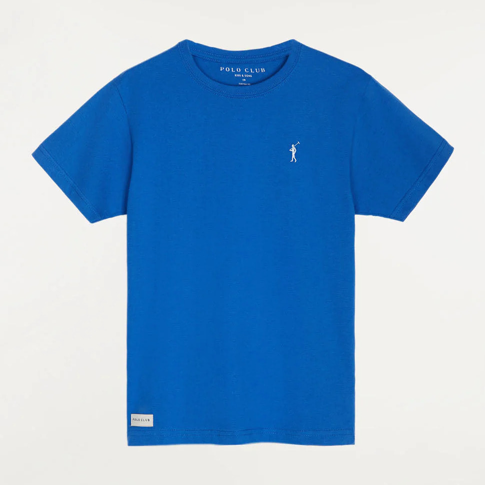 Camiseta azul royal con pequeño logo bordado