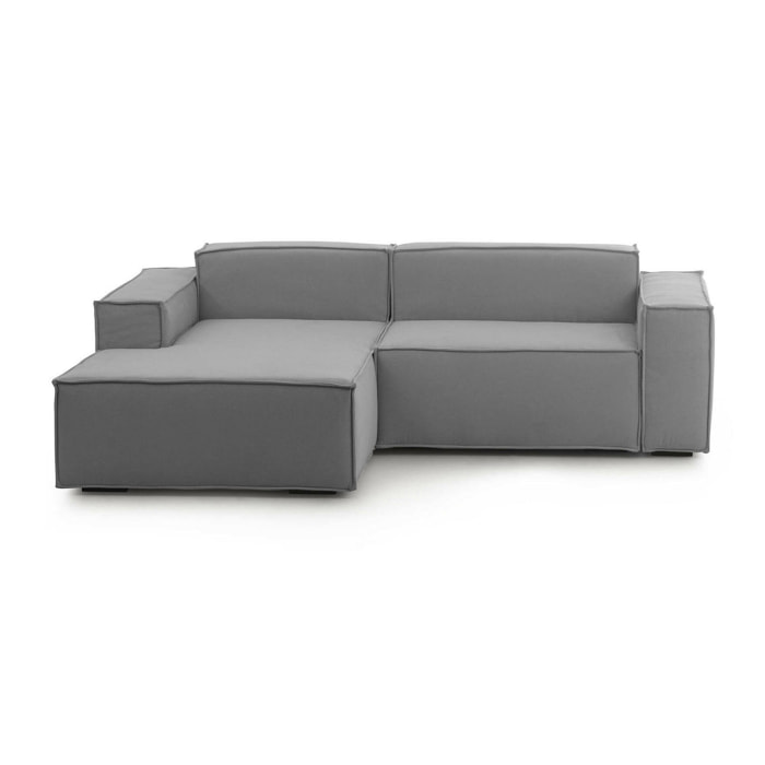 Divano fisso Daniela, Divano componibile a 2 posti large con penisola sinistra, 100% Made in Italy, Sofà moderno in tessuto, Cm 240x170h70, Grigio