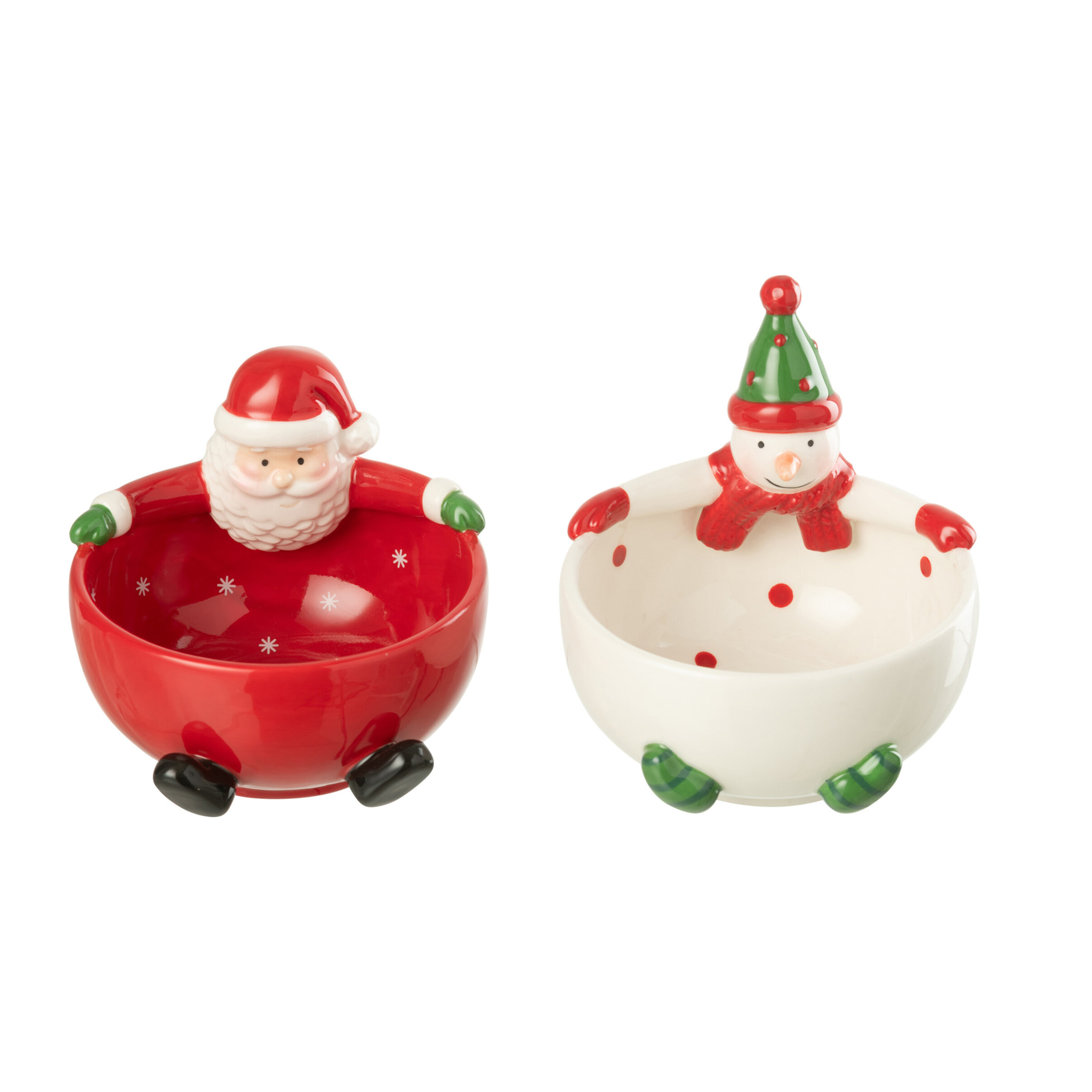J-Line plat Père Noël + Bonhomme de Neige Dolomite - céramique - mix - 2 pcs