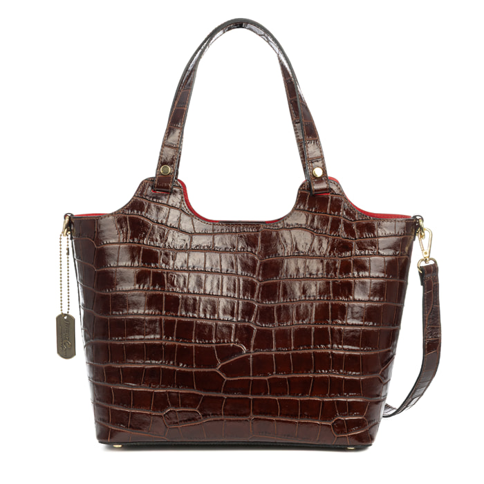 Borsa shopper Avolasca donna. Vera pelle Crosta stampa coccodrillo.