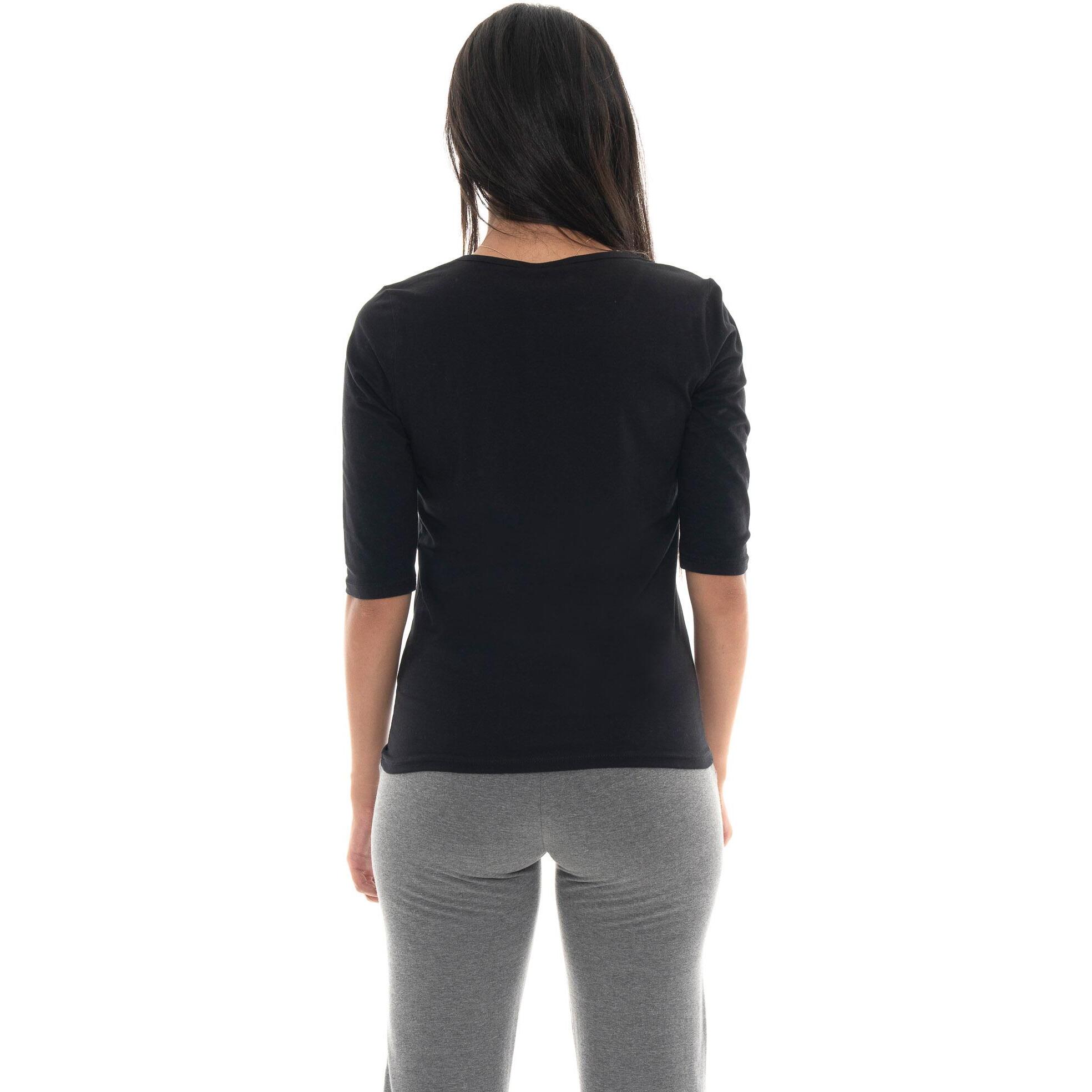 Camiseta de algodón elástico con mangas 3/4 para mujer Leone 1947 Braid