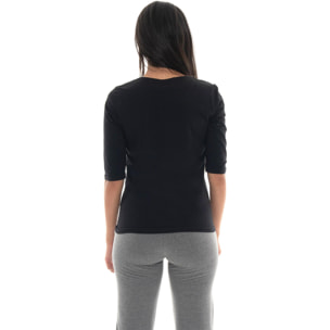 Camiseta de algodón elástico con mangas 3/4 para mujer Leone 1947 Braid