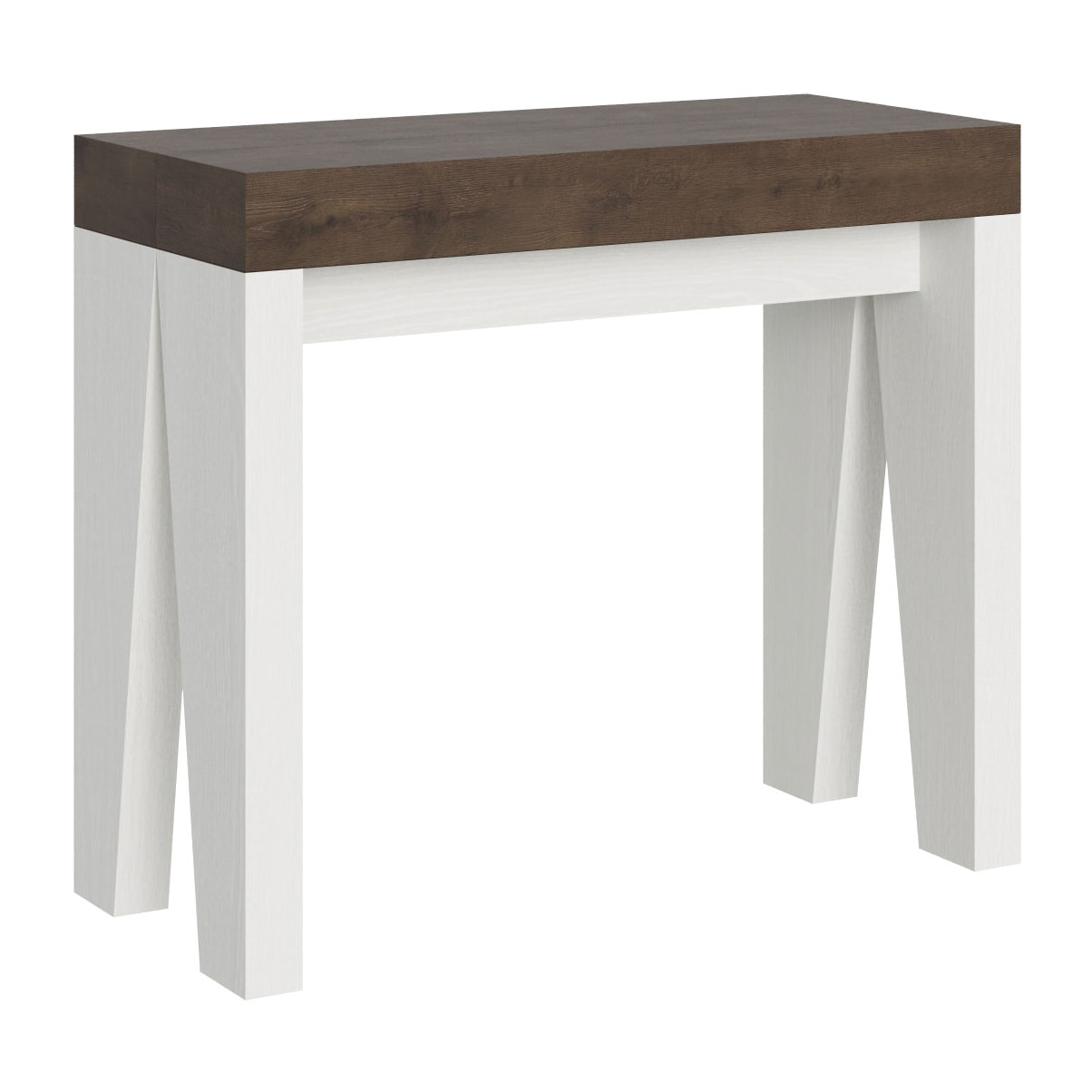 Console Naxy cm.90x42 (extensible à 300) dessus Noyer structure Frêne Blanc