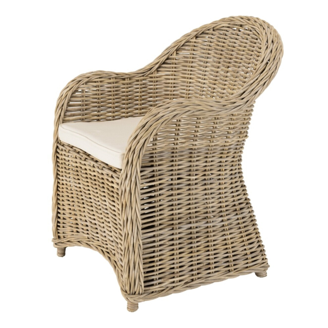 KALLY - Fauteuil en kubu avec coussin d'assise blanc