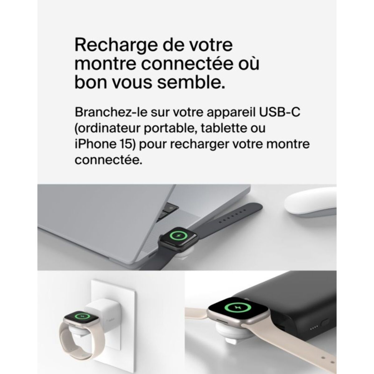 Chargeur BELKIN Dongle de Charge Rapide pour Apple Watch