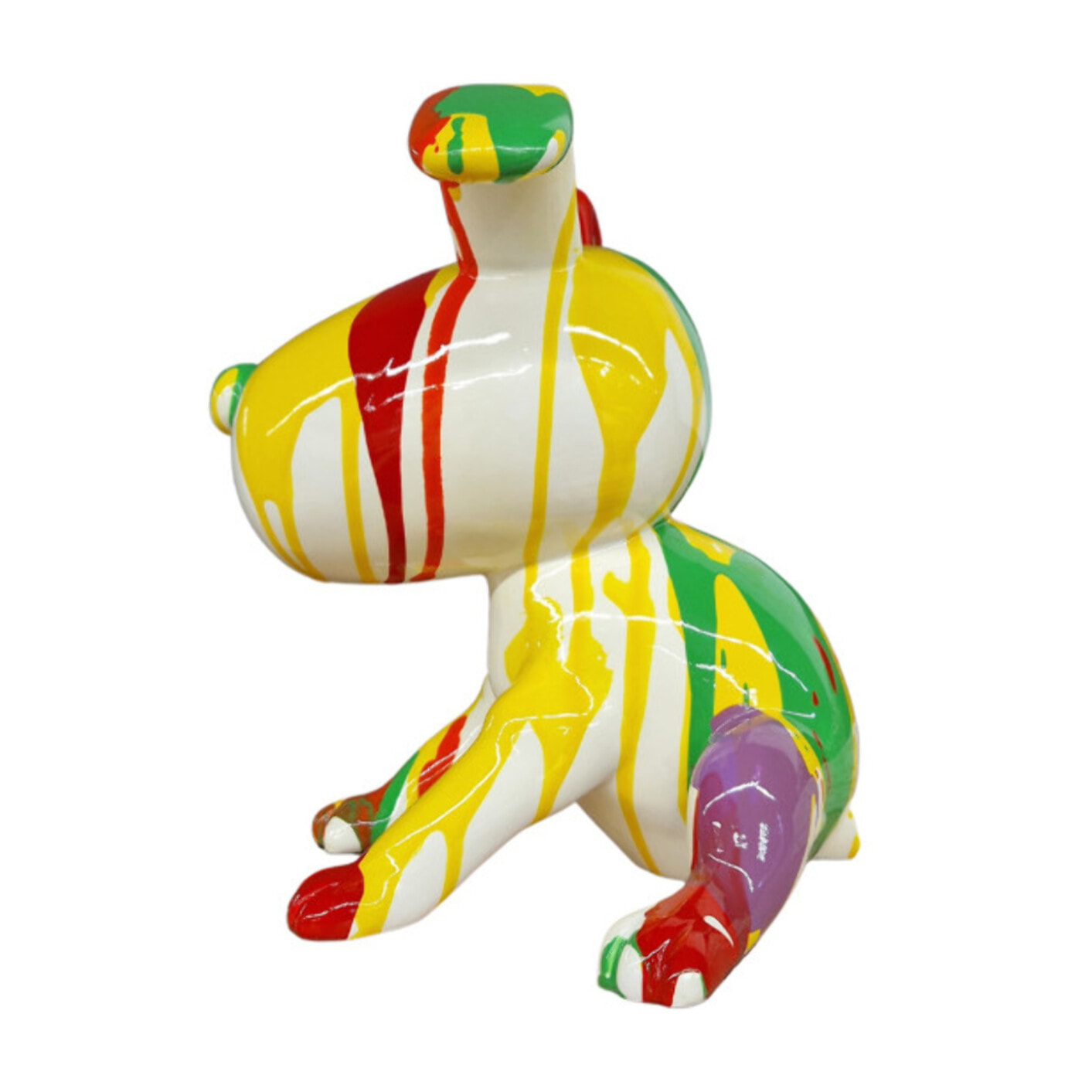 Statuette chien assis multicolore H27cm - YELLOW DOG